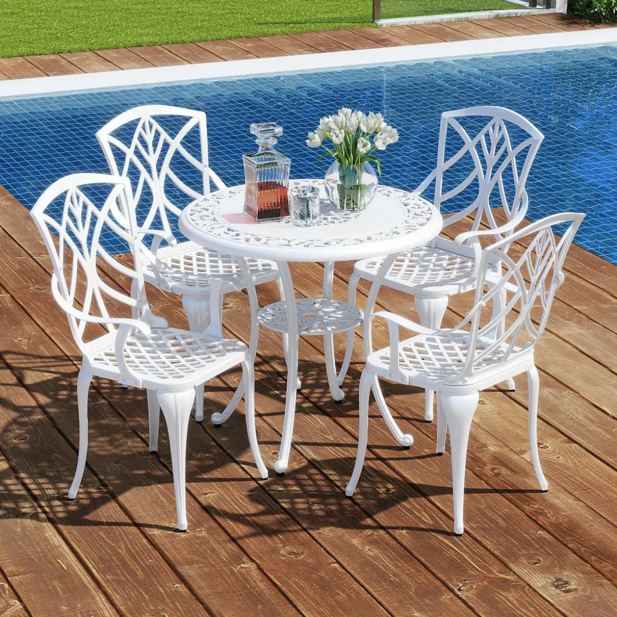 Tangkula Set of 4 Cast Aluminum Patio Dining Chairs