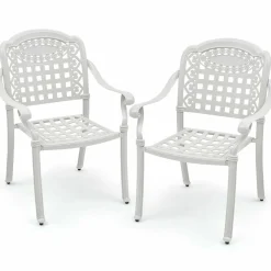 Tangkula Set of 2 Cast Aluminum Patio Dining Chairs