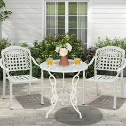Tangkula Set of 2 Cast Aluminum Patio Dining Chairs