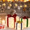 Tangkula Set of 3 Christmas Lighted Gift Boxes, Pre-lit Christmas Decoration with 48 Bright Warm Lights