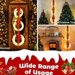 Tangkula Set of 3 Christmas Lighted Wreaths, Pre-Lit Metal Wreaths on Red Ribbon w/ 450 Warm White LED Lights & Bows