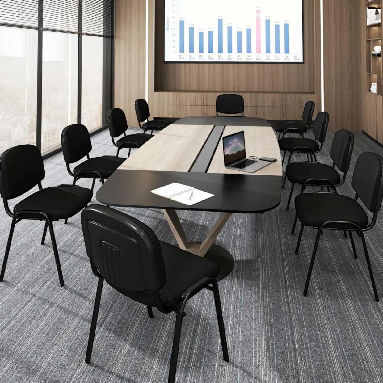 Tangkula Set of 5/10/15 Conference Room Chairs, Stackable Reception Guest Chair with Waterfall Seat