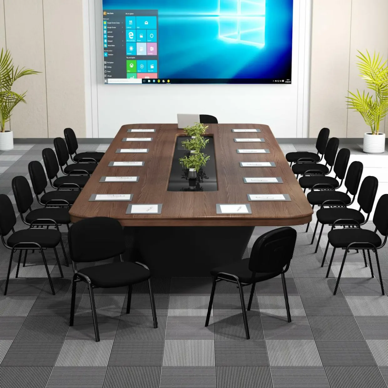 Tangkula Set of 5/10/15 Conference Room Chairs, Stackable Reception Guest Chair with Waterfall Seat