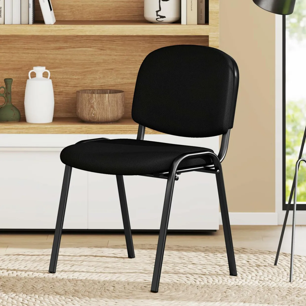 Tangkula Set of 5/10/15 Conference Room Chairs, Stackable Reception Guest Chair with Waterfall Seat
