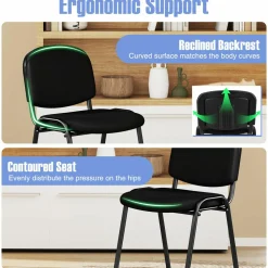 Tangkula Set of 5/10/15 Conference Room Chairs, Stackable Reception Guest Chair with Waterfall Seat