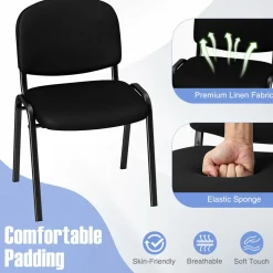 Tangkula Set of 5/10/15 Conference Room Chairs, Stackable Reception Guest Chair with Waterfall Seat
