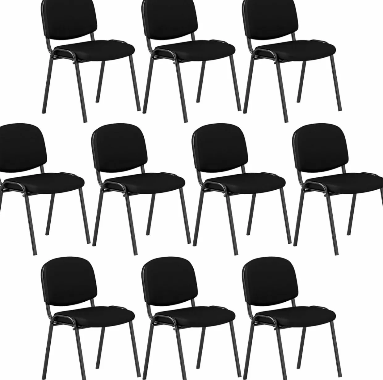 Tangkula Set of 5/10/15 Conference Room Chairs, Stackable Reception Guest Chair with Waterfall Seat