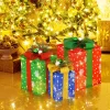 Tangkula Set of 3 Lighted Christmas Boxes Decoration, Lighted Present Boxes Set with Exquisite Boxes