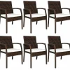 Tangkula Set of 6 Outdoor Dining Chairs, Patiojoy Weather Resistant PE Rattan Patio Chairs