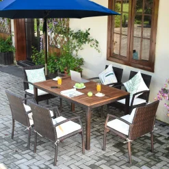 Tangkula Set of 6 Outdoor Dining Chairs, Patiojoy Weather Resistant PE Rattan Patio Chairs