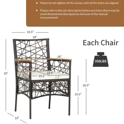 Tangkula Set of 2 Outdoor Dining Chairs, Patio Bistro Chairs with Acacia Wood Armrests and Soft Cushions