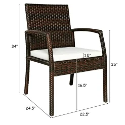 Tangkula Set of 6 Outdoor Dining Chairs, Patiojoy Weather Resistant PE Rattan Patio Chairs