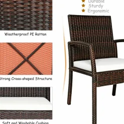 Tangkula Set of 6 Outdoor Dining Chairs, Patiojoy Weather Resistant PE Rattan Patio Chairs