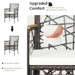 Tangkula Set of 2 Outdoor Dining Chairs, Patio Bistro Chairs with Acacia Wood Armrests and Soft Cushions