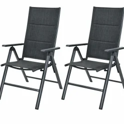 Tangkula Set of 2 Patio Dining Chairs, Portable Sling Back Chairs with Aluminum Frame, High Back Recliner with 7 Adjustable Positions