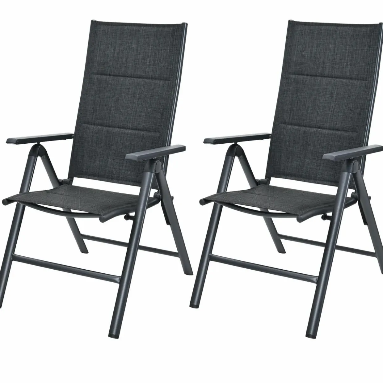 Tangkula Set of 2 Patio Dining Chairs, Portable Sling Back Chairs with Aluminum Frame, High Back Recliner with 7 Adjustable Positions