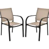 Tangkula Set of 2 Patio Dining Chairs, Outdoor Stackable Chairs with Armrests