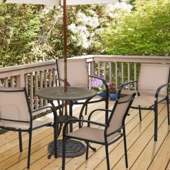 Tangkula Set of 2 Patio Dining Chairs, Outdoor Stackable Chairs with Armrests