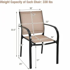 Tangkula Set of 2 Patio Dining Chairs, Outdoor Stackable Chairs with Armrests
