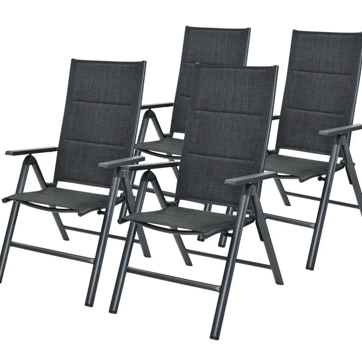 Tangkula Set of 2 Patio Dining Chairs, Portable Sling Back Chairs with Aluminum Frame, High Back Recliner with 7 Adjustable Positions