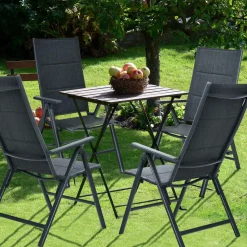 Tangkula Set of 2 Patio Dining Chairs, Portable Sling Back Chairs with Aluminum Frame, High Back Recliner with 7 Adjustable Positions