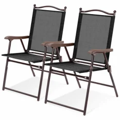 Tangkula Set of 2/4 Patio Folding Dining Chairs