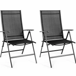 Tangkula Set of 2 Patio Foldable Dining Chairs