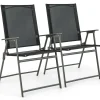 Tangkula Set of 2/4 Patio Folding Chairs, High Back Dining Chairs with Weather-Resistant Fabric