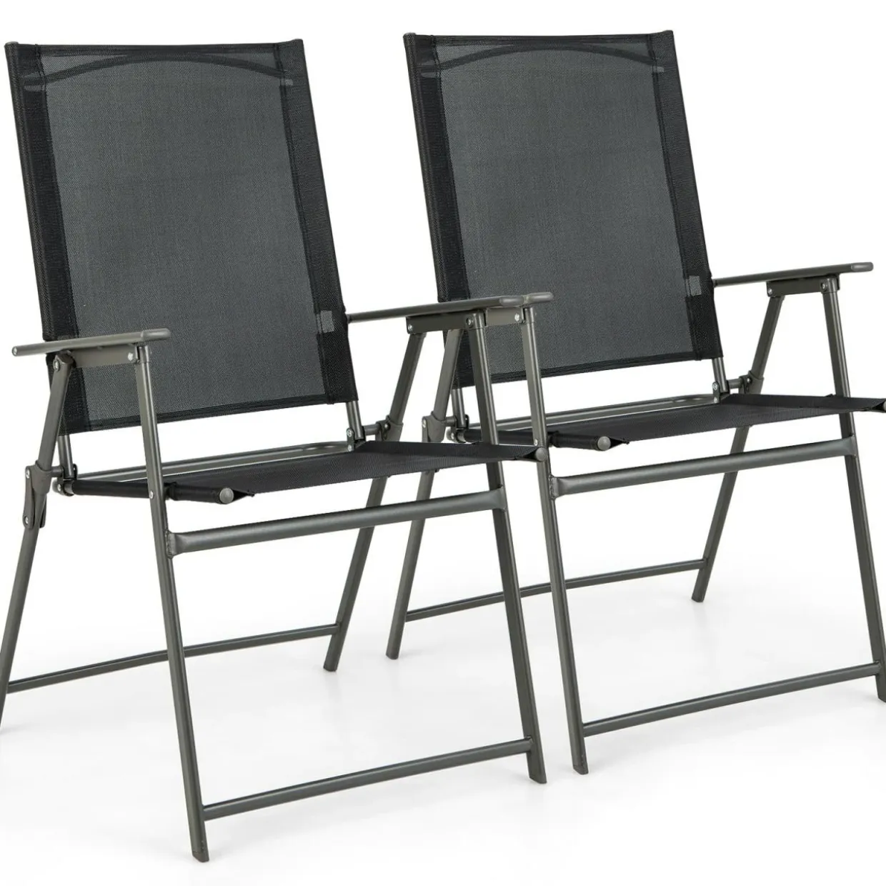 Tangkula Set of 2/4 Patio Folding Chairs, High Back Dining Chairs with Weather-Resistant Fabric