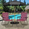 Tangkula Set of 6 Patio Folding Chairs, Outdoor Folding Lawn Chair Set with Armrest, Heavy Duty Steel Frame