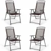 Tangkula Set of 4 Patio Folding Chairs, Foldable Patio Chairs Sling Chairs for Backyard Poolside Balcony