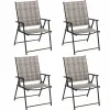 Tangkula Set of 4 Patio Folding Chairs, Outdoor Wicker Dining Chairs with Armrests (4, Mix Gray)