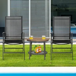 Tangkula Set of 2 Patio Foldable Dining Chairs