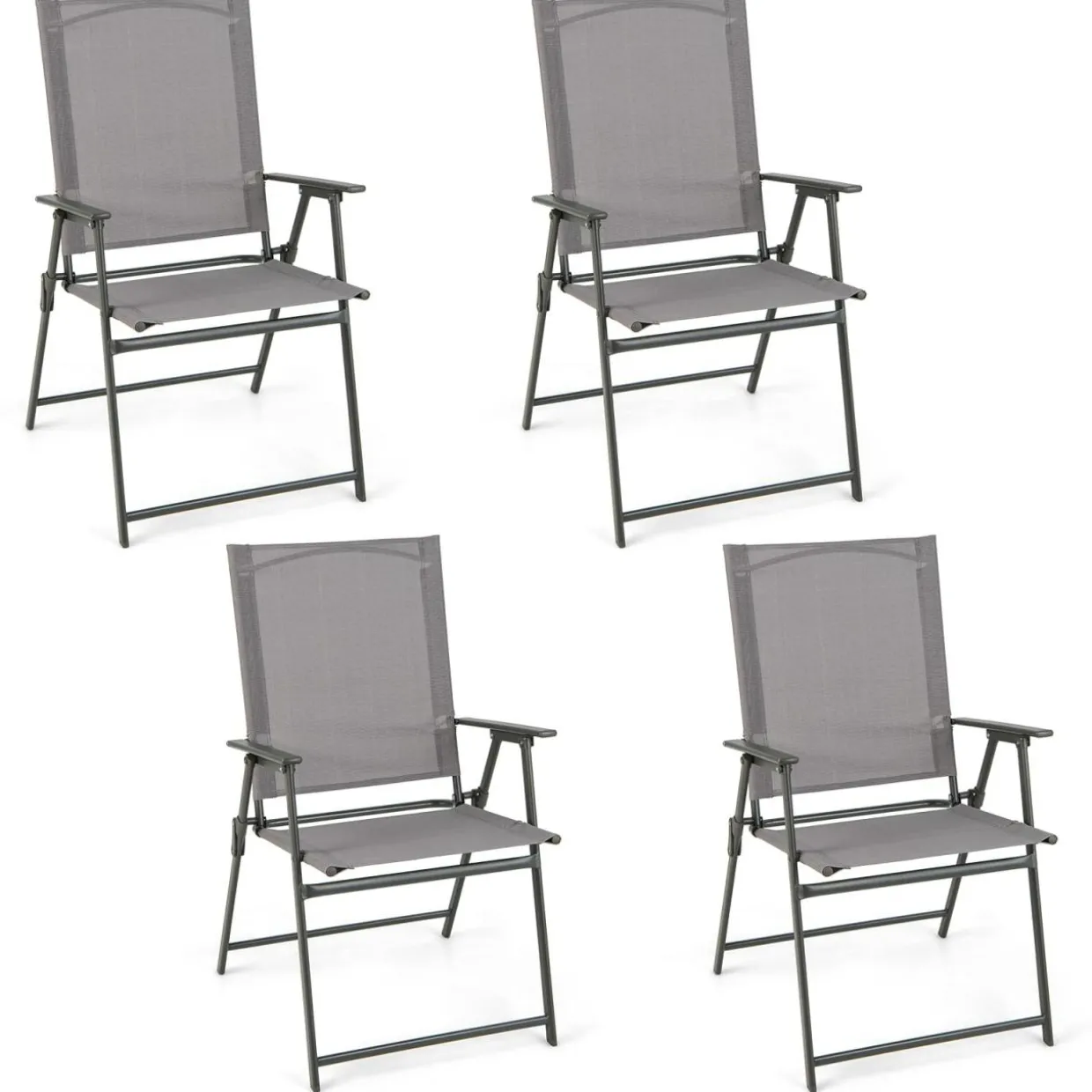 Tangkula Set of 2/4 Patio Folding Chairs, High Back Dining Chairs with Weather-Resistant Fabric