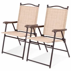 Tangkula Set of 2/4 Patio Folding Dining Chairs