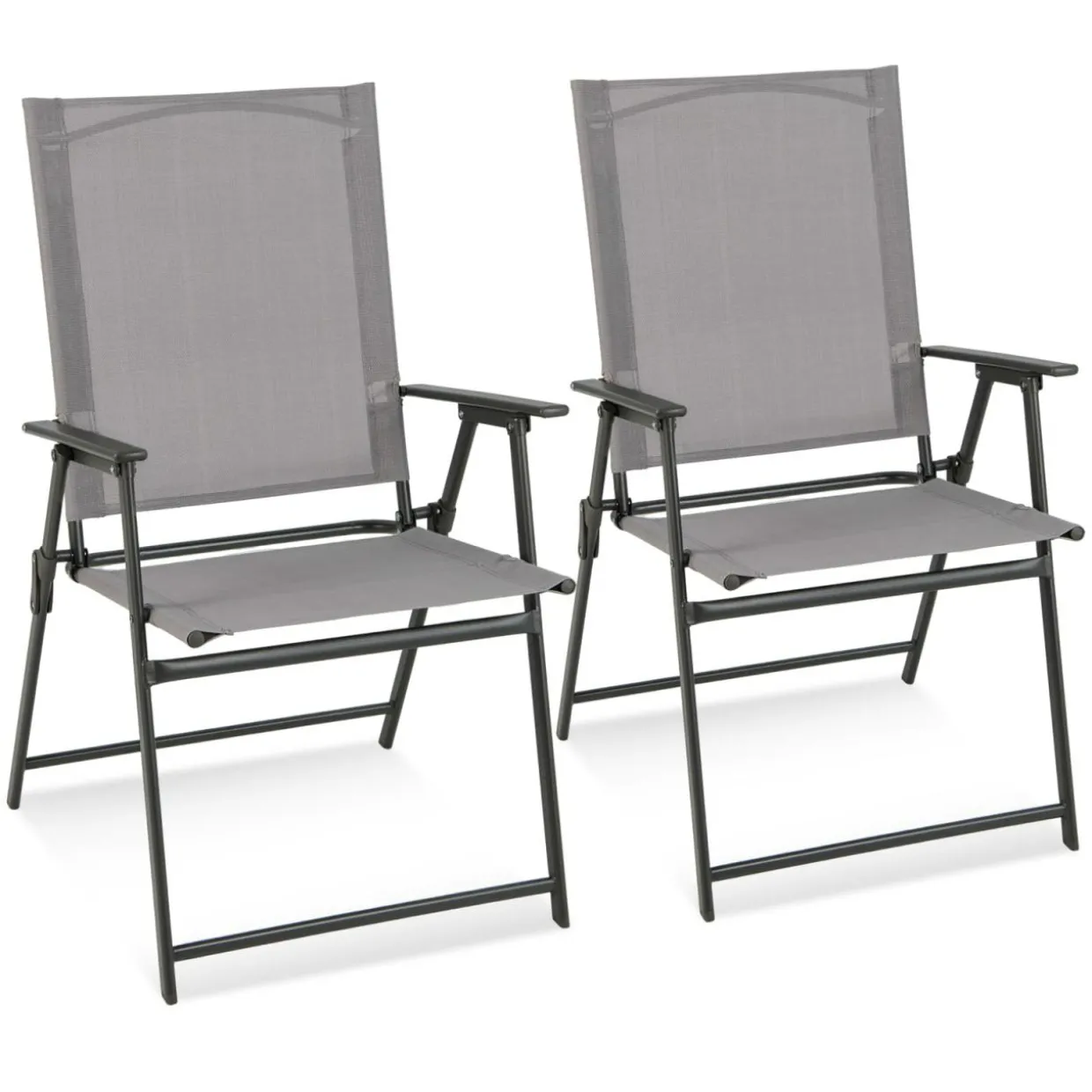 Tangkula Set of 2/4 Patio Folding Chairs, High Back Dining Chairs with Weather-Resistant Fabric