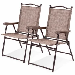 Tangkula Set of 2/4 Patio Folding Dining Chairs