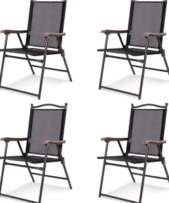 Tangkula Set of 2/4 Patio Folding Dining Chairs