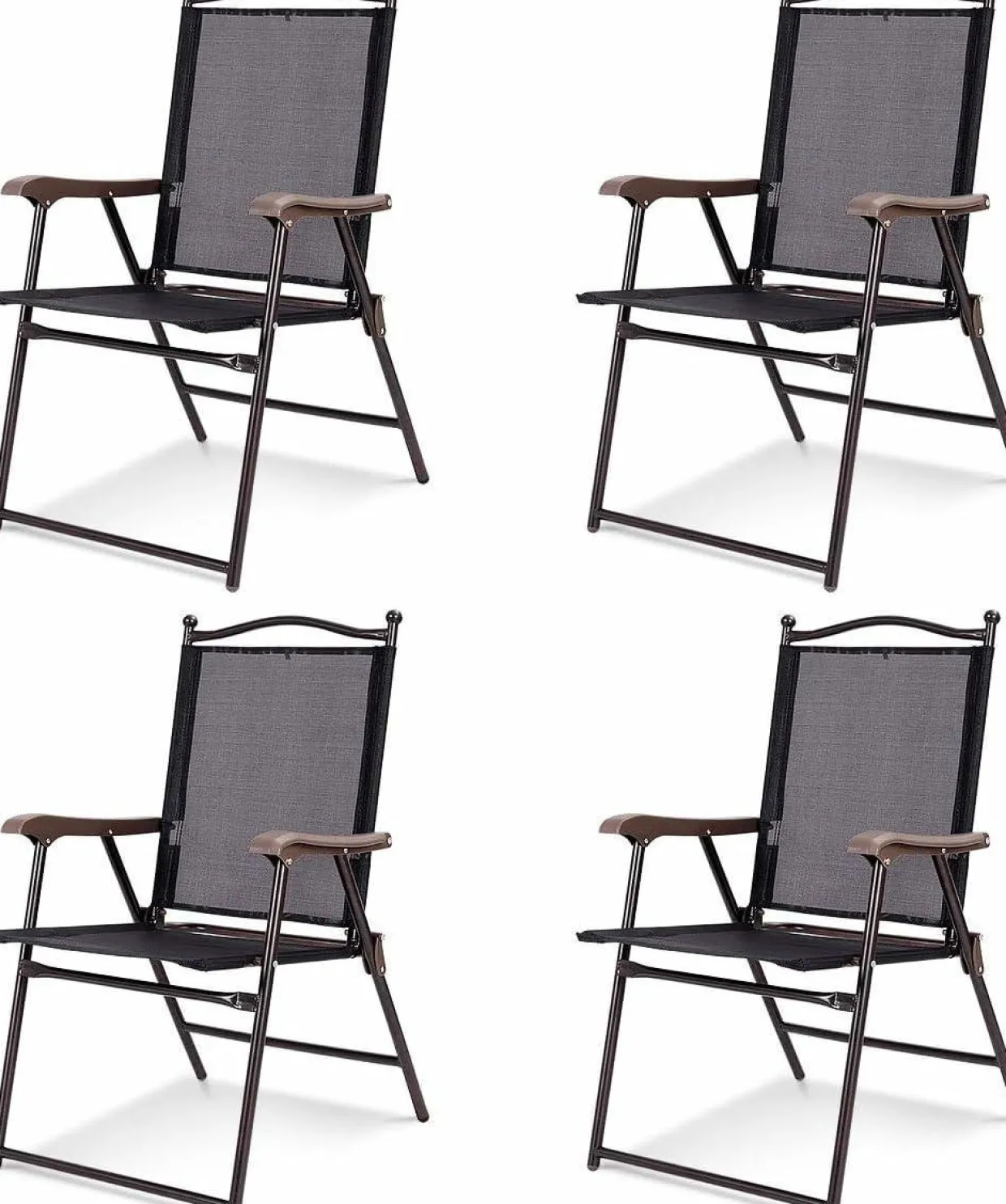 Tangkula Set of 2/4 Patio Folding Dining Chairs