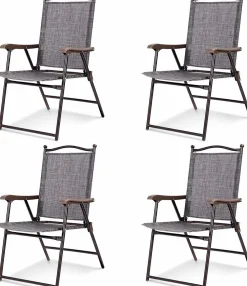 Tangkula Set of 2/4 Patio Folding Dining Chairs