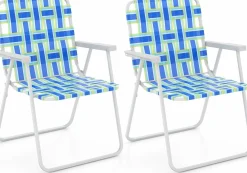 Tangkula Set of 6 Patio Folding Chairs, Outdoor Folding Lawn Chair Set with Armrest, Heavy Duty Steel Frame