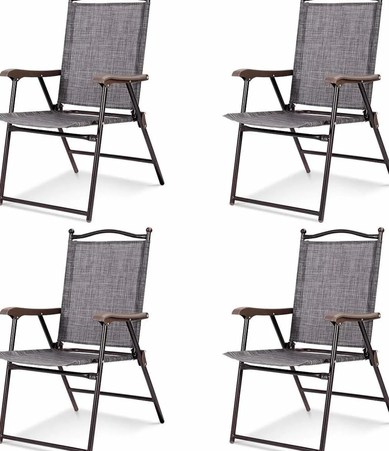 Tangkula Set of 2/4 Patio Folding Dining Chairs
