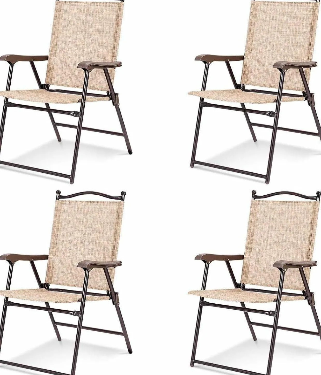 Tangkula Set of 2/4 Patio Folding Dining Chairs