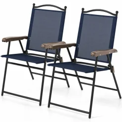 Tangkula Set of 2/4 Patio Folding Dining Chairs