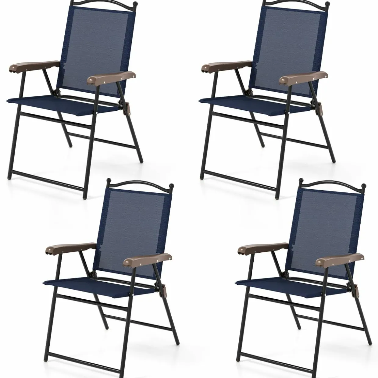 Tangkula Set of 2/4 Patio Folding Dining Chairs