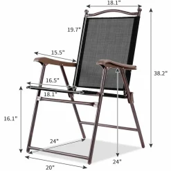 Tangkula Set of 2/4 Patio Folding Dining Chairs