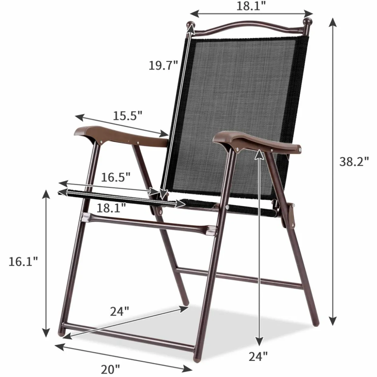 Tangkula Set of 2/4 Patio Folding Dining Chairs