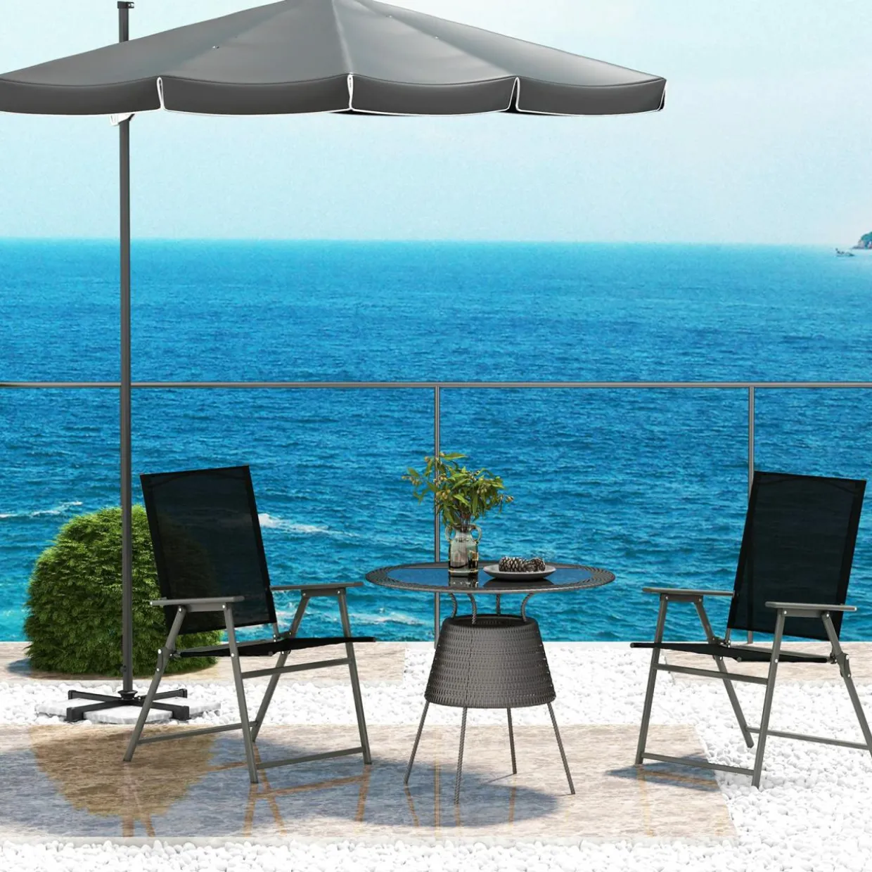Tangkula Set of 2/4 Patio Folding Chairs, High Back Dining Chairs with Weather-Resistant Fabric