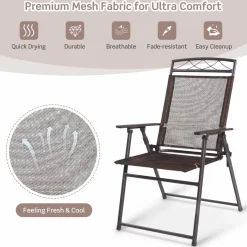 Tangkula Set of 4 Patio Folding Chairs, Foldable Patio Chairs Sling Chairs for Backyard Poolside Balcony