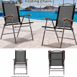 Tangkula Set of 2/4 Patio Folding Dining Chairs